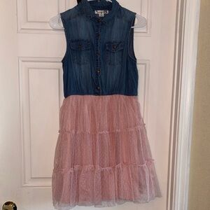 Knitworks Blue Denim and Pink Tulle Dress